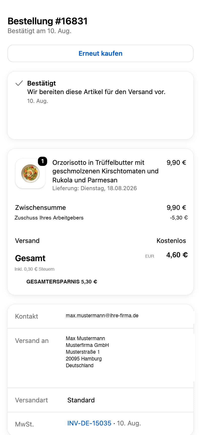 Ihr Zuschuss ist bereits abgezogen