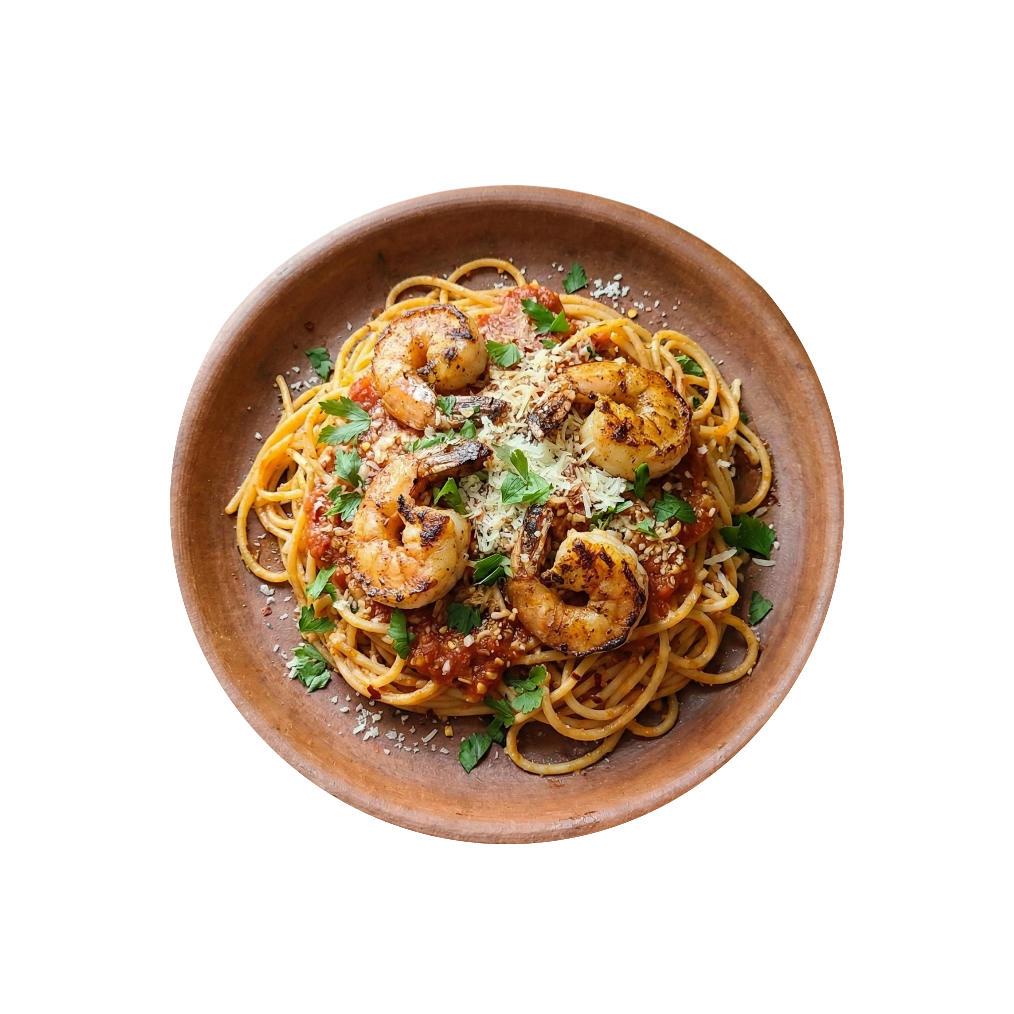 Garnelen auf Spaghetti Arabiata