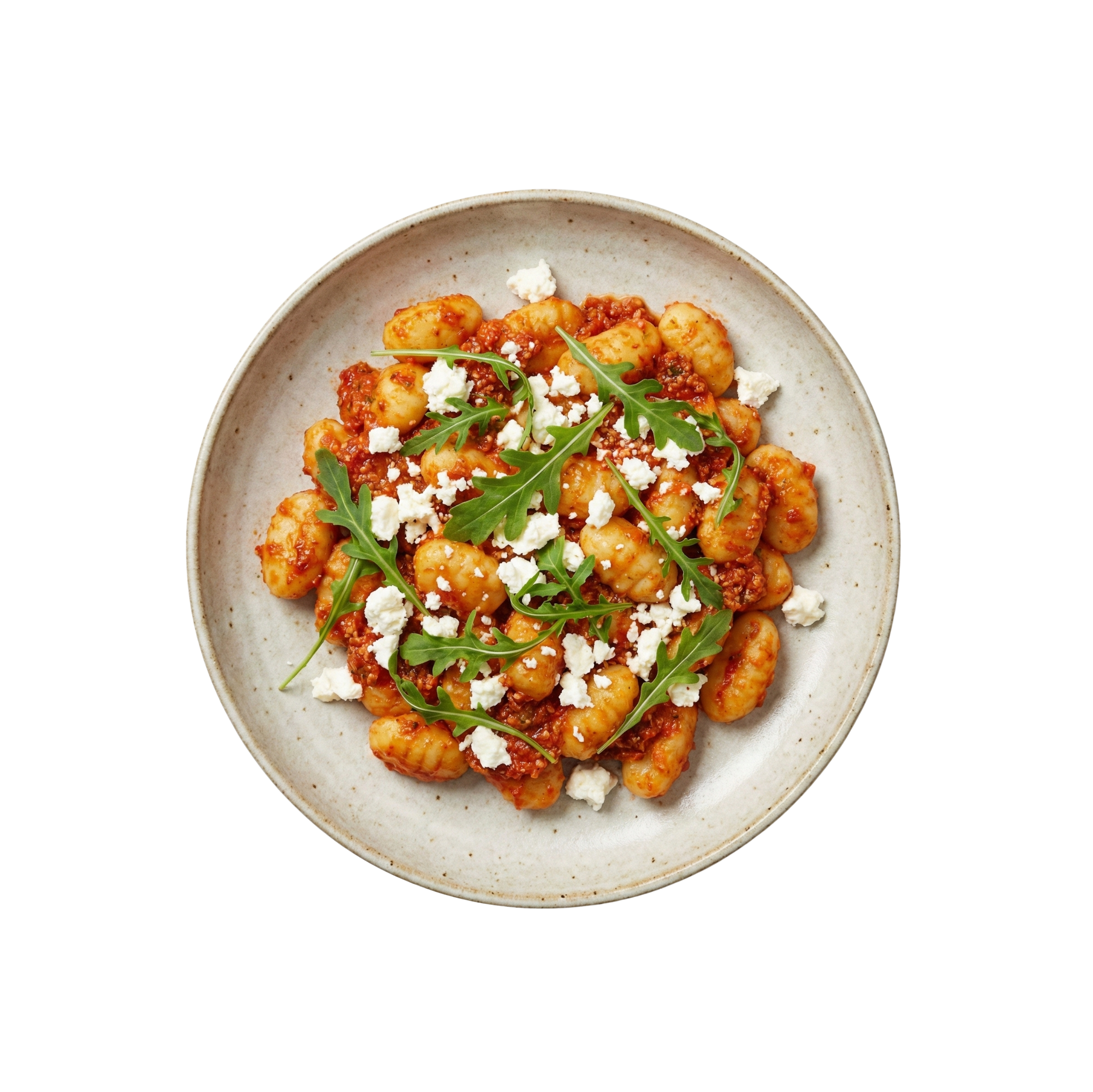 Gnocchi in Tomatenpesto mit Feta und Rucola