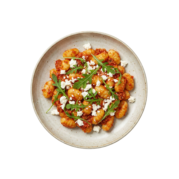 Gnocchi in Tomatenpesto mit Feta und Rucola