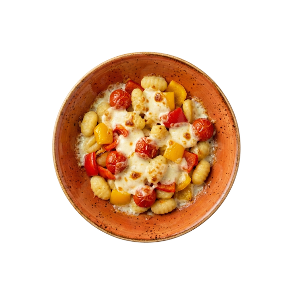 Gnocchi überbacken mit Tomaten, Paprika und Mozzarella