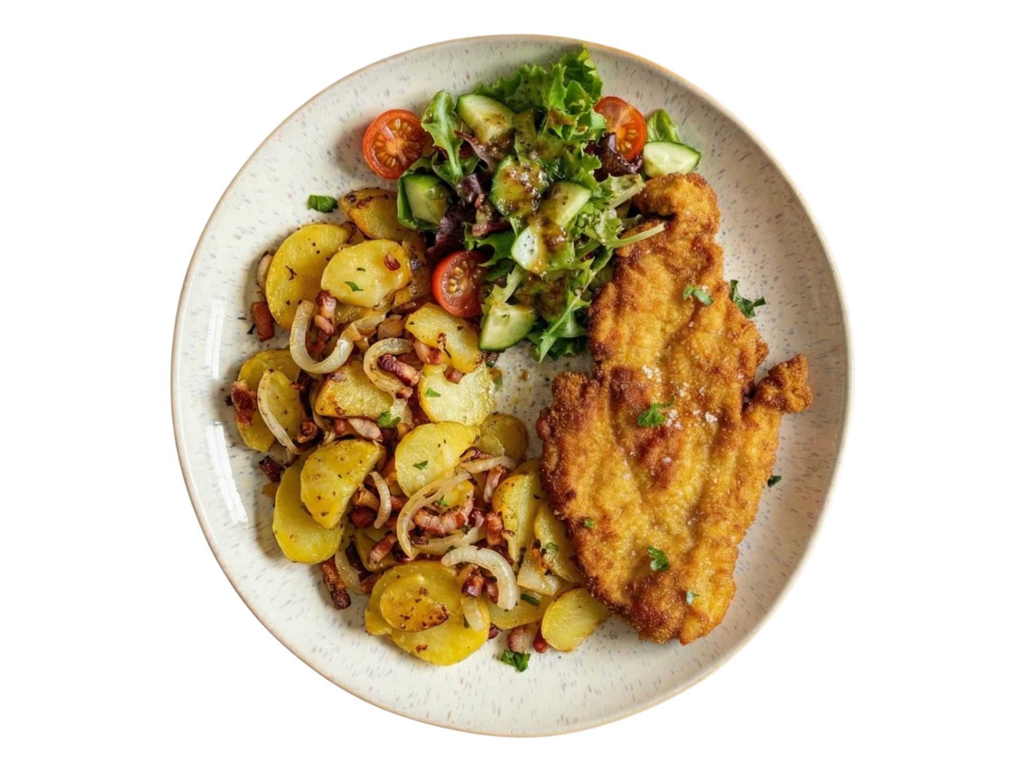 Hähnchen-Schnitzel mit Bratkartoffeln