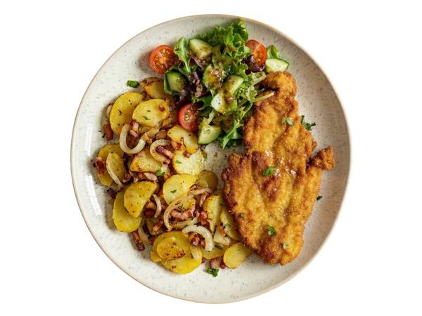 Hähnchen-Schnitzel mit Bratkartoffeln