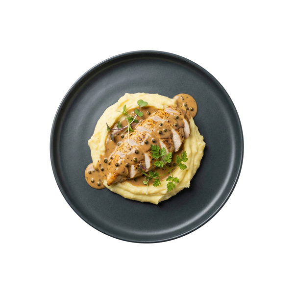 Hähnchenbrust in Pfefferrahmrauce auf Kartoffelpüree