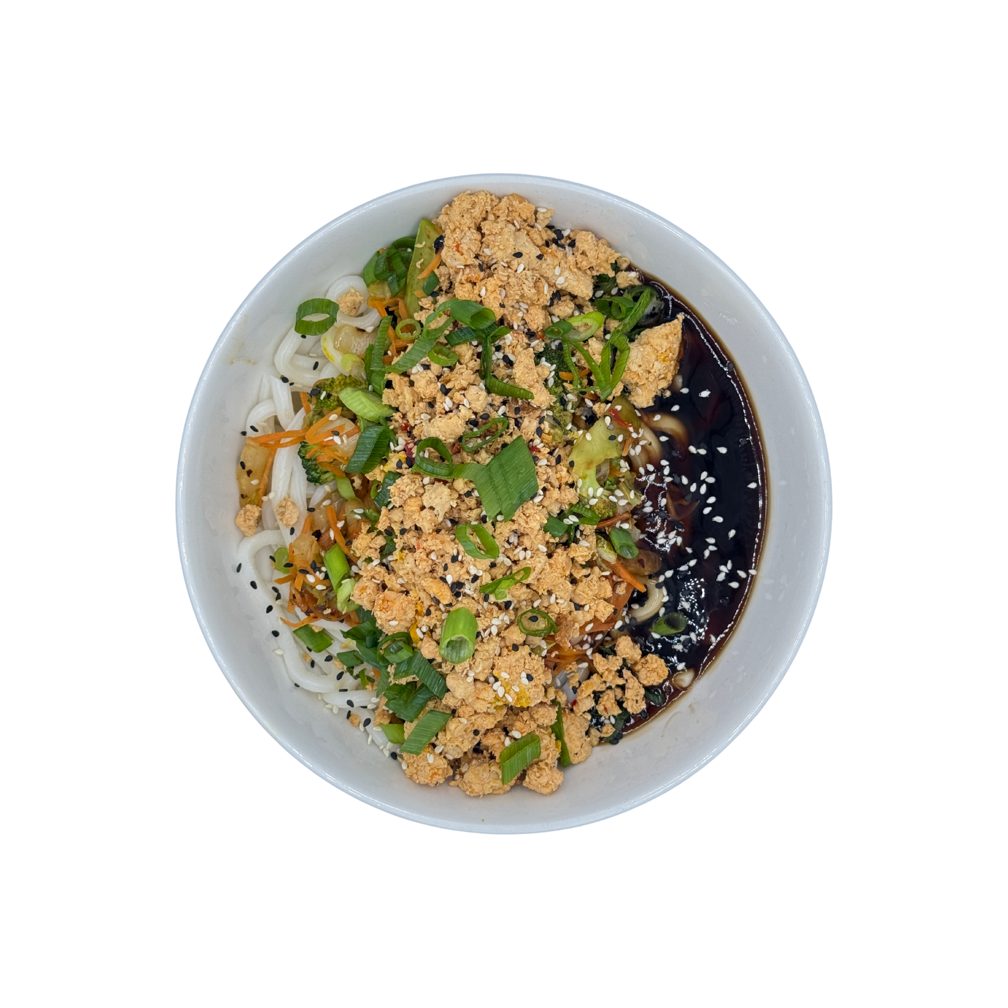 Japanische Udon-Nudeln Huhn Teriyaki