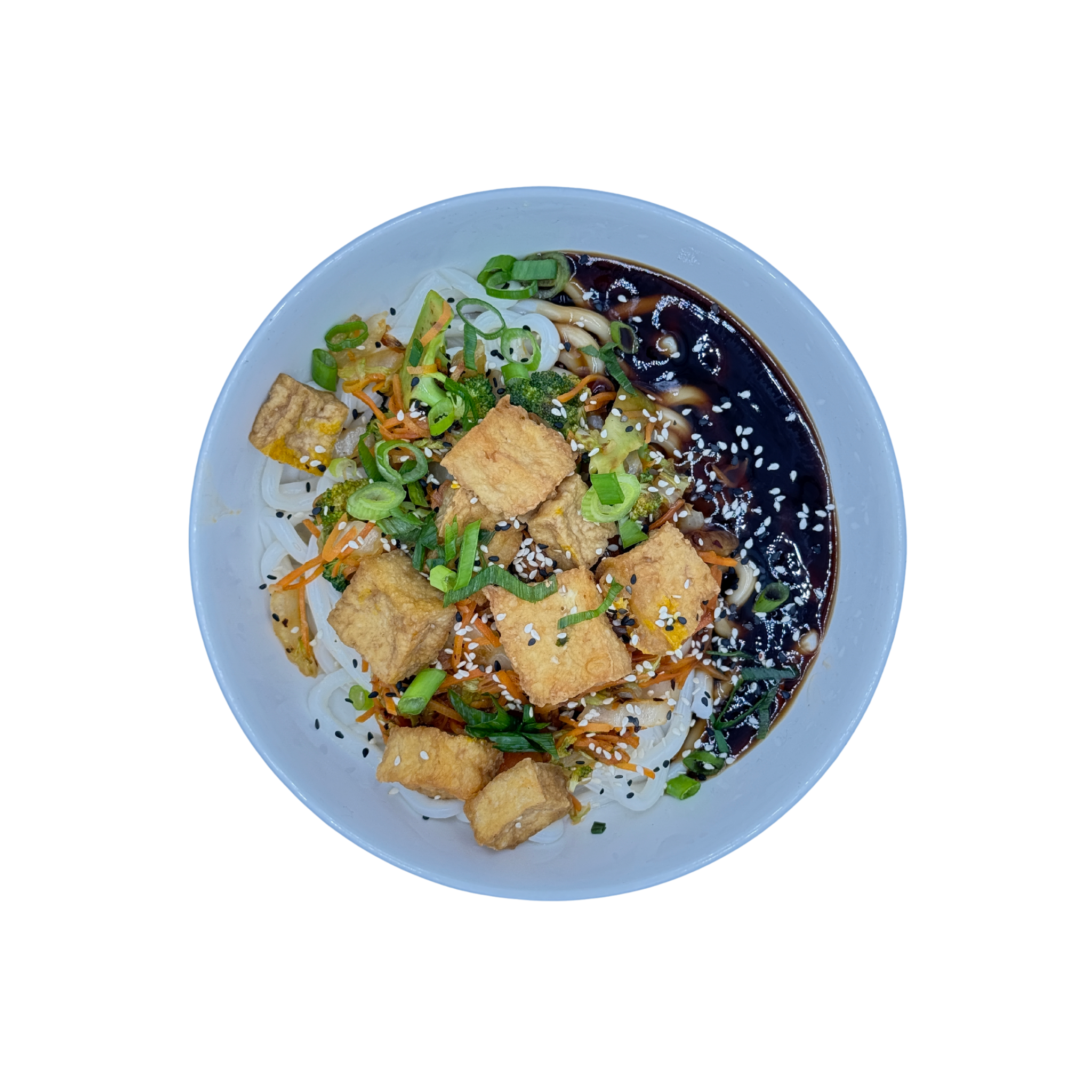 Japanische Udon-Nudeln Tofu Teriyaki