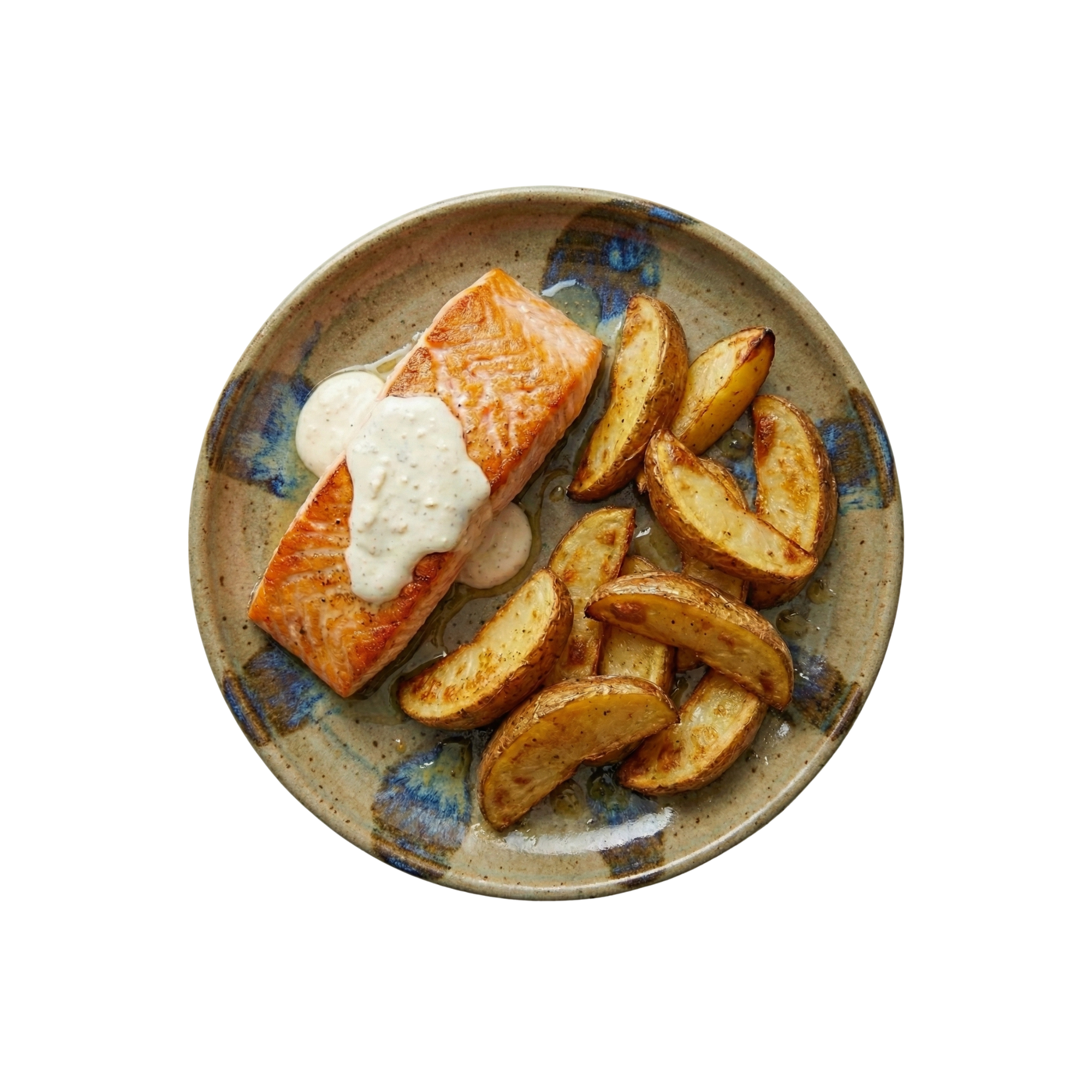 Lachsfilet in Meerrettichsauce mit gebackenen Kartoffeln