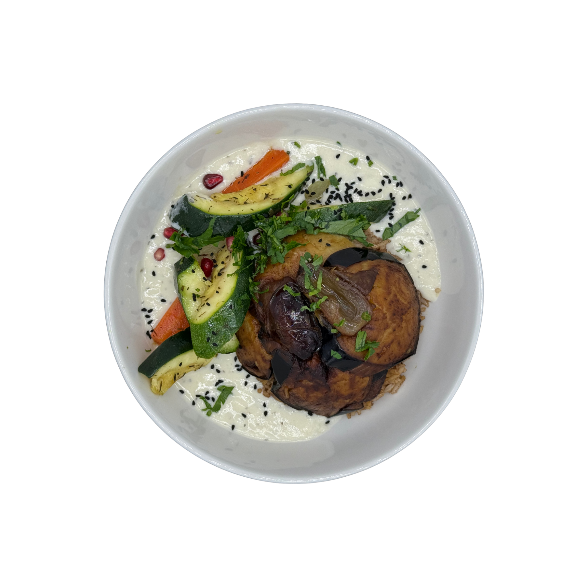 Libanesisches Makloubeh mit Joghurt-Minze-Sauce