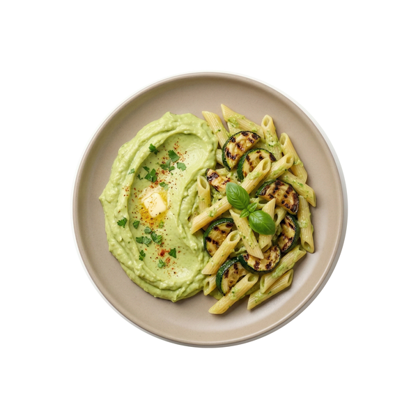 Penne mit Gegrillter Zucchini in Avocadosauce
