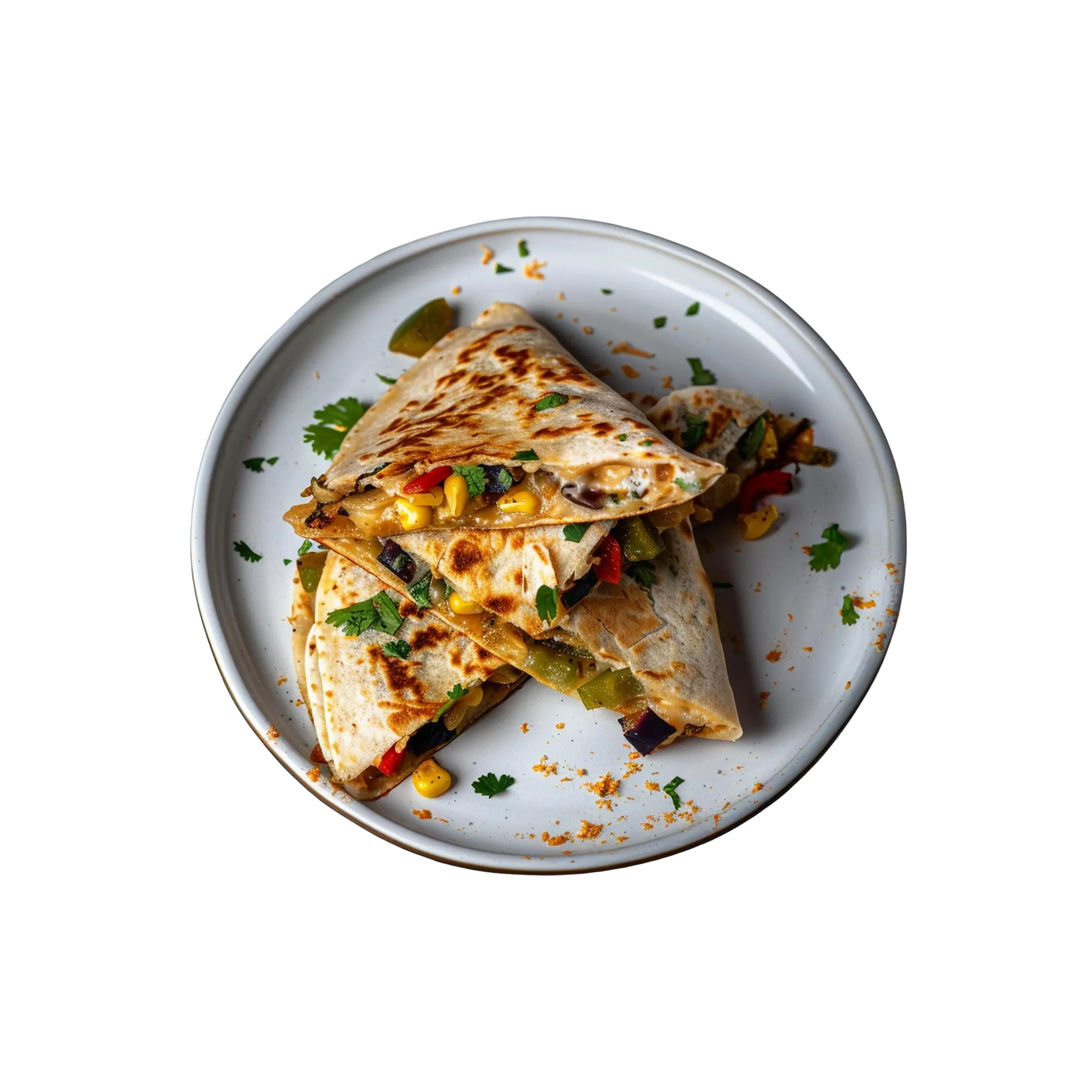 Quesadilla mit Hähnchenbrust, Käse, Chimichurri mit Reis