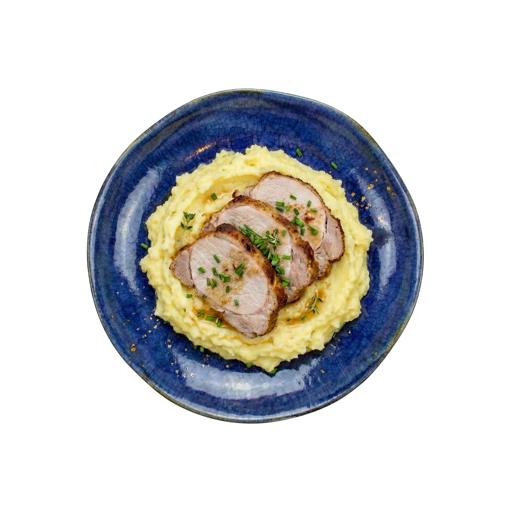 Schweinebraten auf Kartoffelpüree