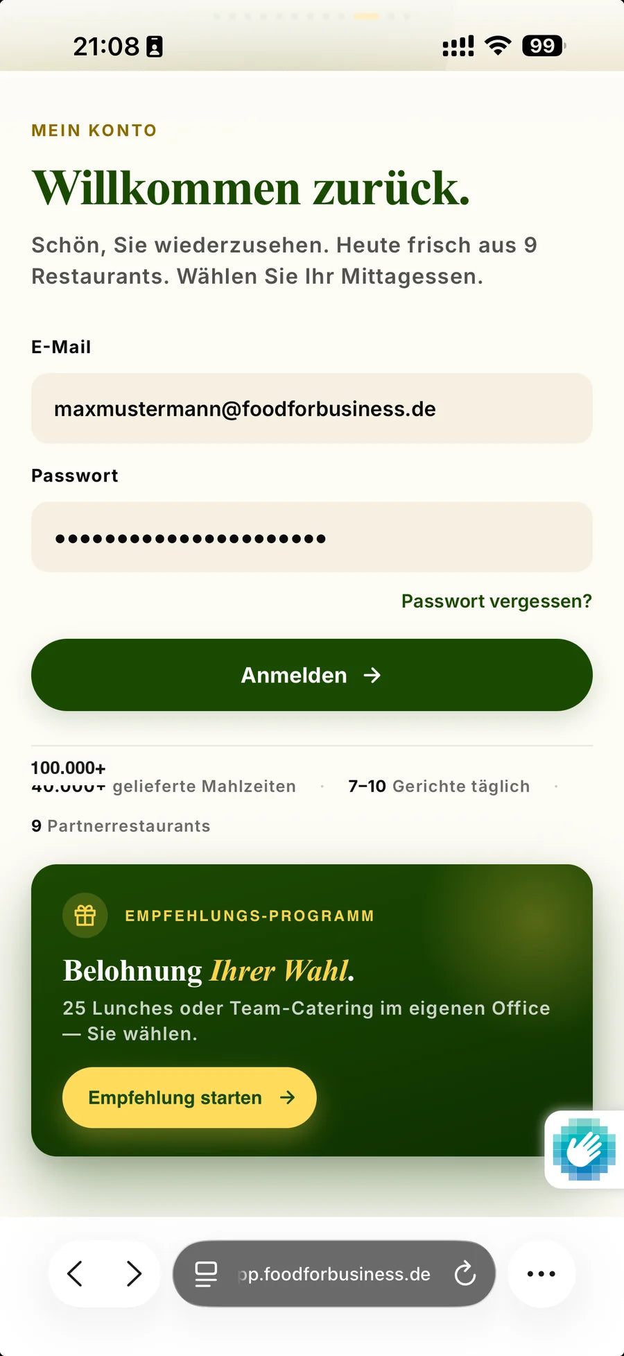 Ein Zugang je Person