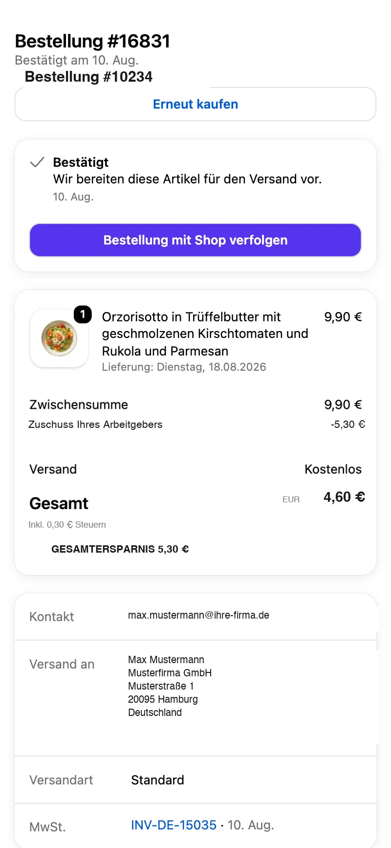 Ihr Zuschuss ist bereits abgezogen